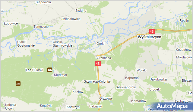 mapa Grzmiąca gmina Wyśmierzyce, Grzmiąca gmina Wyśmierzyce na mapie Targeo