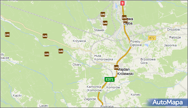 mapa Huta Komorowska, Huta Komorowska na mapie Targeo
