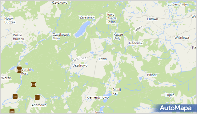 mapa Iłowo gmina Sępólno Krajeńskie, Iłowo gmina Sępólno Krajeńskie na mapie Targeo