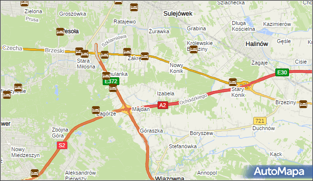 mapa Izabela gmina Wiązowna, Izabela gmina Wiązowna na mapie Targeo