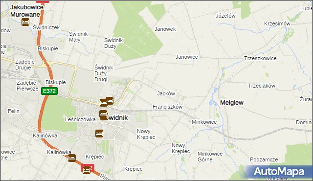 mapa Jacków gmina Mełgiew, Jacków gmina Mełgiew na mapie Targeo