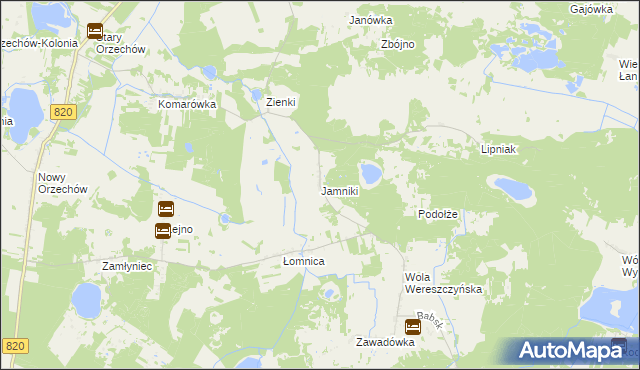 mapa Jamniki, Jamniki na mapie Targeo
