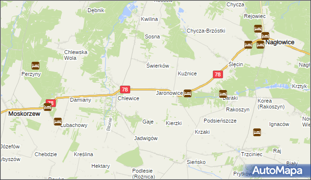 mapa Jaronowice, Jaronowice na mapie Targeo