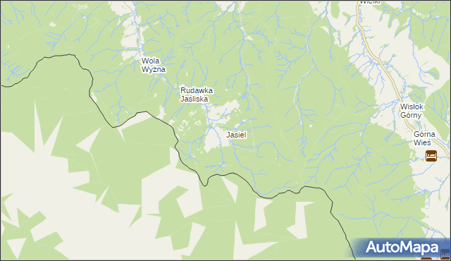 mapa Jasiel gmina Jaśliska, Jasiel gmina Jaśliska na mapie Targeo