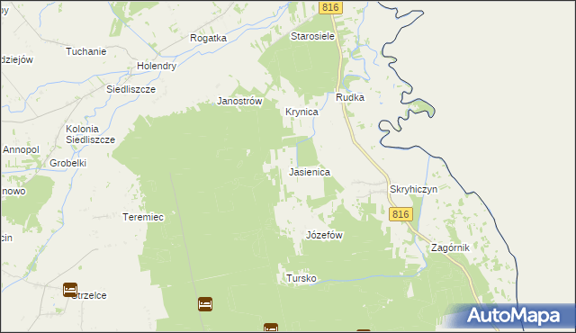 mapa Jasienica gmina Dubienka, Jasienica gmina Dubienka na mapie Targeo