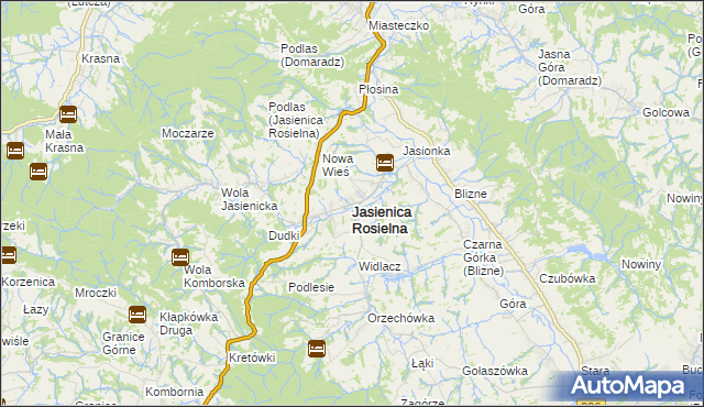 mapa Jasienica Rosielna, Jasienica Rosielna na mapie Targeo