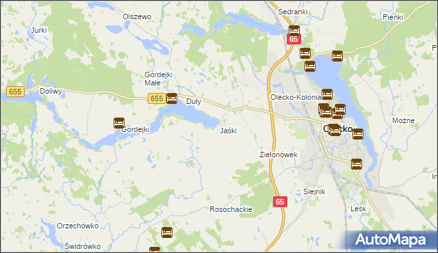 mapa Jaśki gmina Olecko, Jaśki gmina Olecko na mapie Targeo