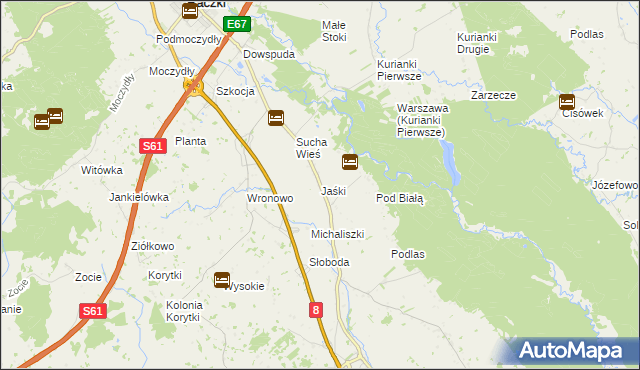 mapa Jaśki gmina Raczki, Jaśki gmina Raczki na mapie Targeo