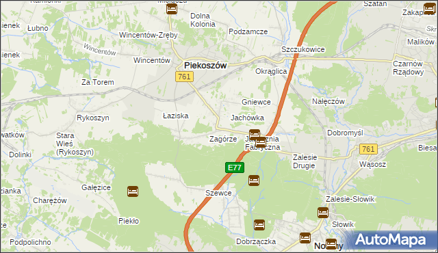 mapa Jaworznia, Jaworznia na mapie Targeo