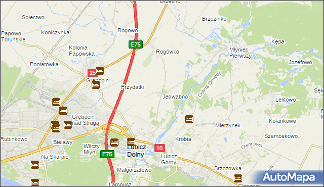 mapa Jedwabno gmina Lubicz, Jedwabno gmina Lubicz na mapie Targeo