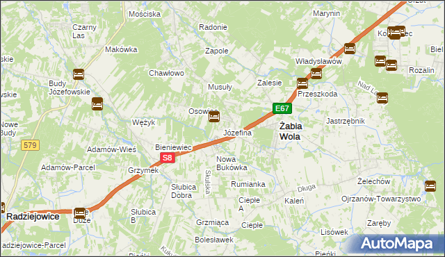 mapa Józefina gmina Żabia Wola, Józefina gmina Żabia Wola na mapie Targeo