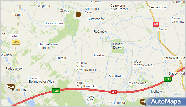 mapa Józefów gmina Bolimów, Józefów gmina Bolimów na mapie Targeo