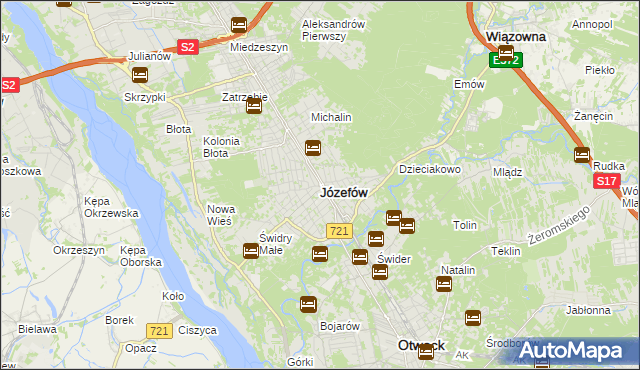 mapa Józefów powiat otwocki, Józefów powiat otwocki na mapie Targeo