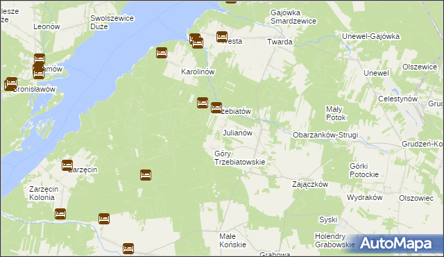 mapa Julianów gmina Mniszków, Julianów gmina Mniszków na mapie Targeo