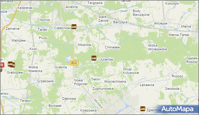 mapa Julianów gmina Siennica, Julianów gmina Siennica na mapie Targeo