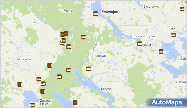 mapa Jurkowo gmina Świętajno, Jurkowo gmina Świętajno na mapie Targeo