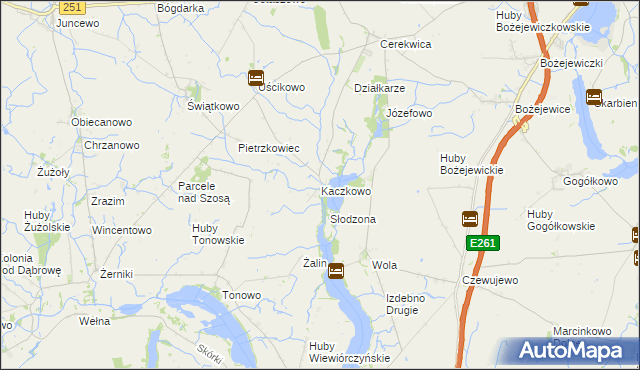 mapa Kaczkowo gmina Żnin, Kaczkowo gmina Żnin na mapie Targeo