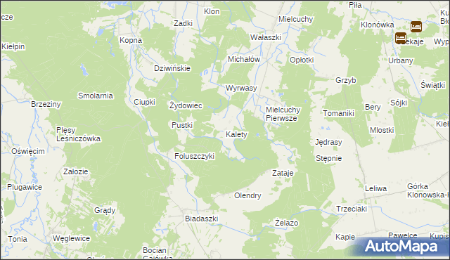 mapa Kalety gmina Galewice, Kalety gmina Galewice na mapie Targeo