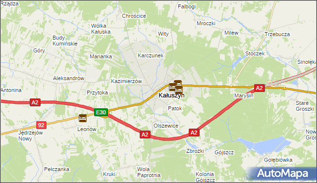 mapa Kałuszyn powiat miński, Kałuszyn powiat miński na mapie Targeo