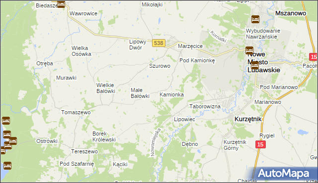 mapa Kamionka gmina Kurzętnik, Kamionka gmina Kurzętnik na mapie Targeo