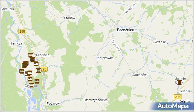 mapa Karczówka gmina Brzeźnica, Karczówka gmina Brzeźnica na mapie Targeo