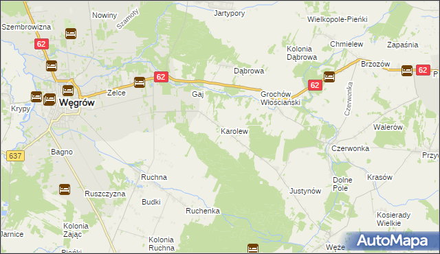 mapa Karolew gmina Sokołów Podlaski, Karolew gmina Sokołów Podlaski na mapie Targeo