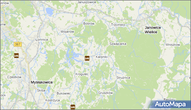 mapa Karpniki gmina Mysłakowice, Karpniki gmina Mysłakowice na mapie Targeo