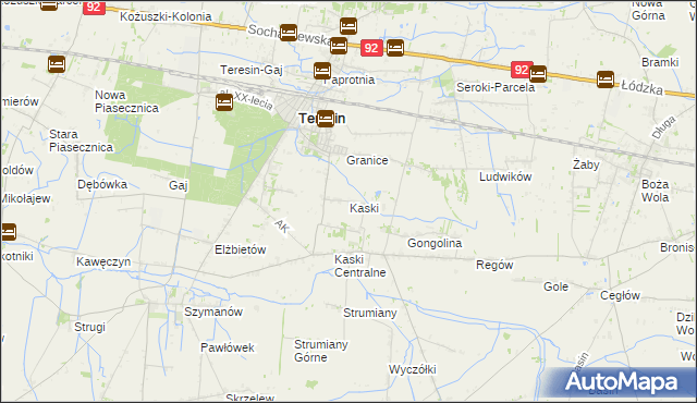 mapa Kaski gmina Baranów, Kaski gmina Baranów na mapie Targeo