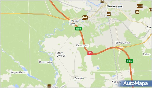 mapa Katarzynki gmina Bledzew, Katarzynki gmina Bledzew na mapie Targeo