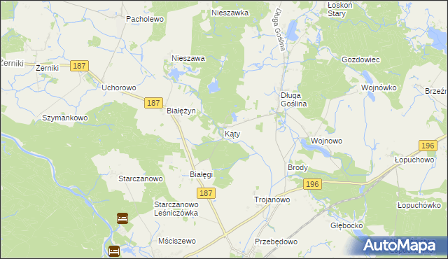 mapa Kąty gmina Murowana Goślina, Kąty gmina Murowana Goślina na mapie Targeo