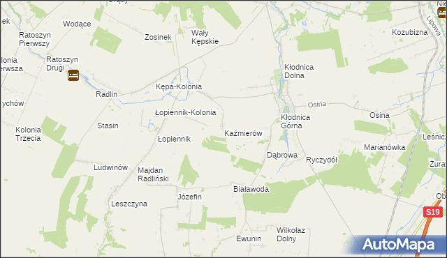 mapa Kaźmierów gmina Borzechów, Kaźmierów gmina Borzechów na mapie Targeo