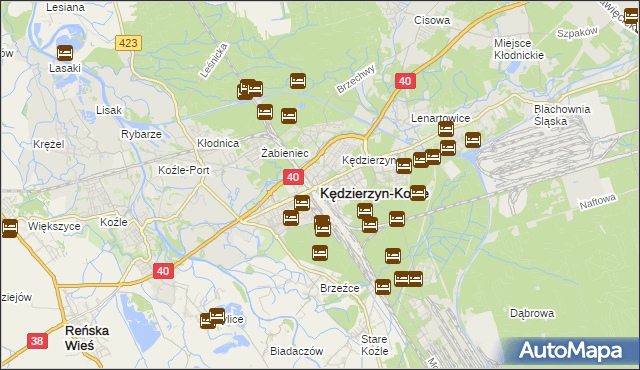 mapa Kędzierzyna-Koźle, Kędzierzyn-Koźle na mapie Targeo