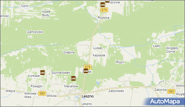 mapa Kępiaste gmina Leszno, Kępiaste gmina Leszno na mapie Targeo