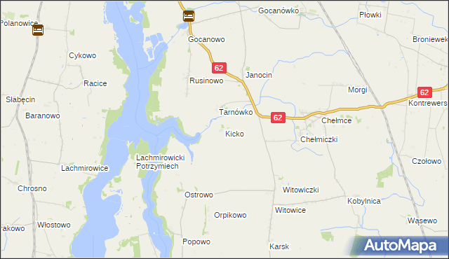 mapa Kicko gmina Kruszwica, Kicko gmina Kruszwica na mapie Targeo