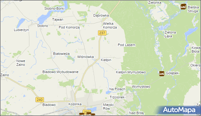 mapa Kiełpin gmina Tuchola, Kiełpin gmina Tuchola na mapie Targeo