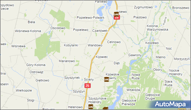 mapa Kijowiec gmina Ślesin, Kijowiec gmina Ślesin na mapie Targeo