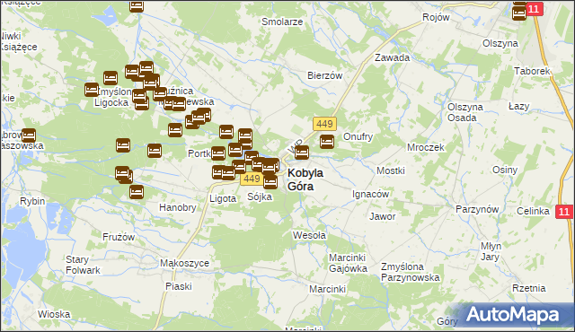 mapa Kobyla Góra powiat ostrzeszowski, Kobyla Góra powiat ostrzeszowski na mapie Targeo