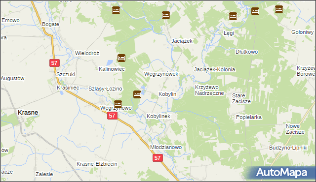 mapa Kobylin gmina Płoniawy-Bramura, Kobylin gmina Płoniawy-Bramura na mapie Targeo