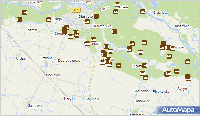 mapa Kobylniki gmina Obrzycko, Kobylniki gmina Obrzycko na mapie Targeo