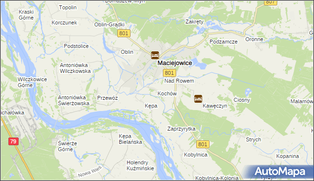 mapa Kochów gmina Maciejowice, Kochów gmina Maciejowice na mapie Targeo