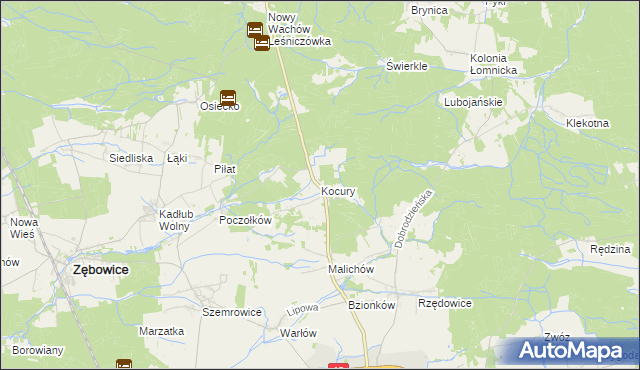 mapa Kocury gmina Dobrodzień, Kocury gmina Dobrodzień na mapie Targeo