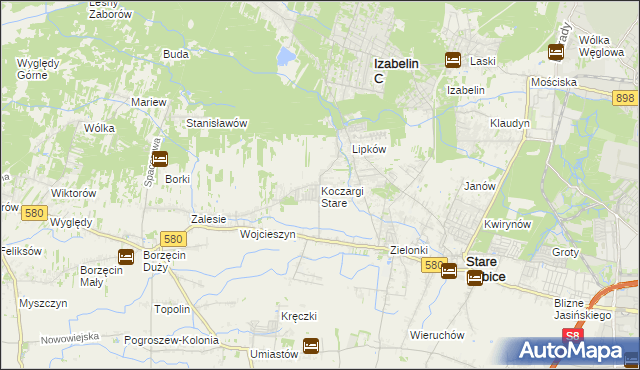 mapa Koczargi Stare, Koczargi Stare na mapie Targeo