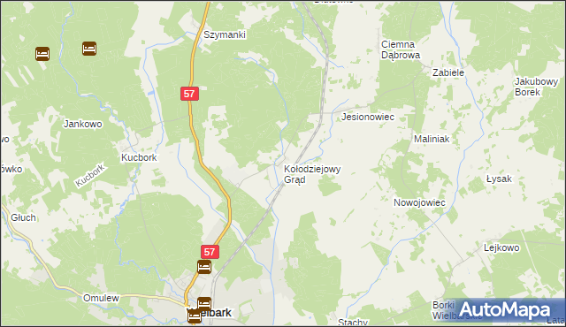 mapa Kołodziejowy Grąd, Kołodziejowy Grąd na mapie Targeo