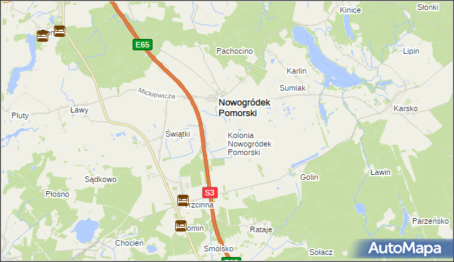 mapa Kolonia Nowogródek Pomorski, Kolonia Nowogródek Pomorski na mapie Targeo