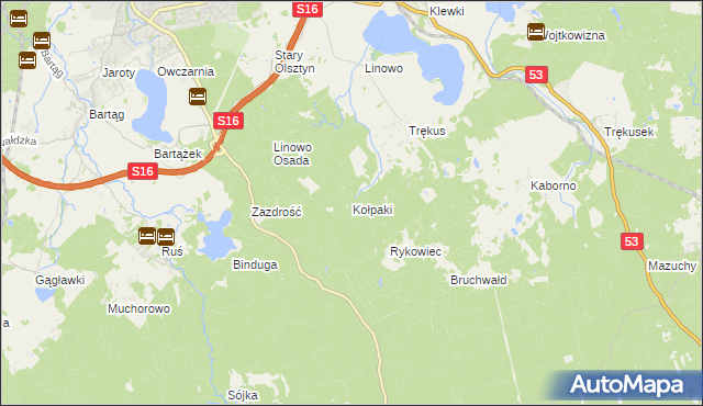 mapa Kołpaki gmina Purda, Kołpaki gmina Purda na mapie Targeo