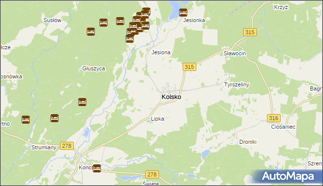 mapa Kolsko, Kolsko na mapie Targeo