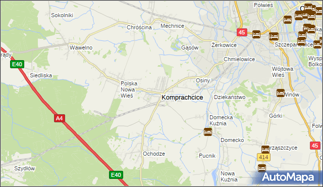 mapa Komprachcice, Komprachcice na mapie Targeo