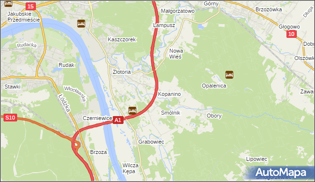 mapa Kopanino gmina Lubicz, Kopanino gmina Lubicz na mapie Targeo