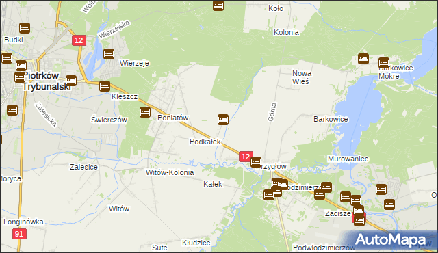 mapa Korytnica gmina Sulejów, Korytnica gmina Sulejów na mapie Targeo