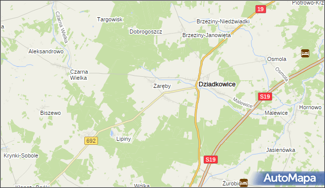 mapa Korzeniówka gmina Dziadkowice, Korzeniówka gmina Dziadkowice na mapie Targeo